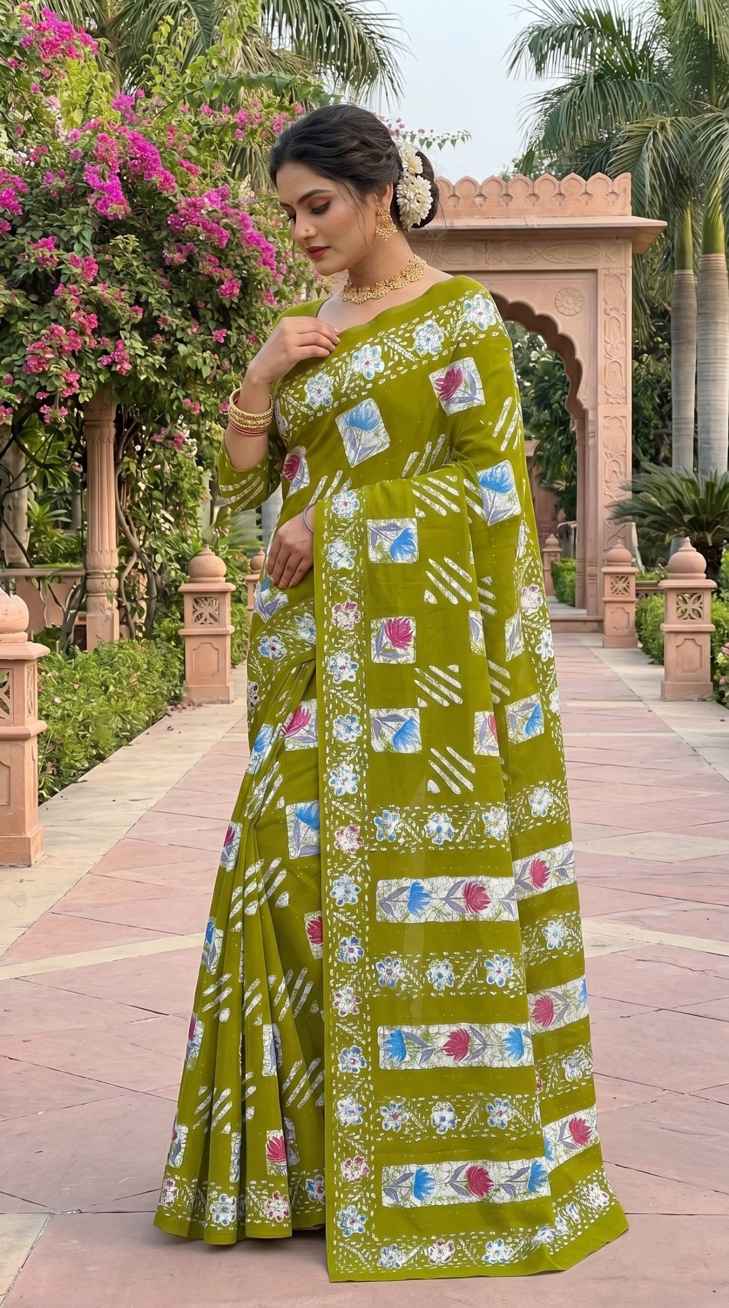 Beutiful Bagru Mulmul Printed Sarees With Blouse