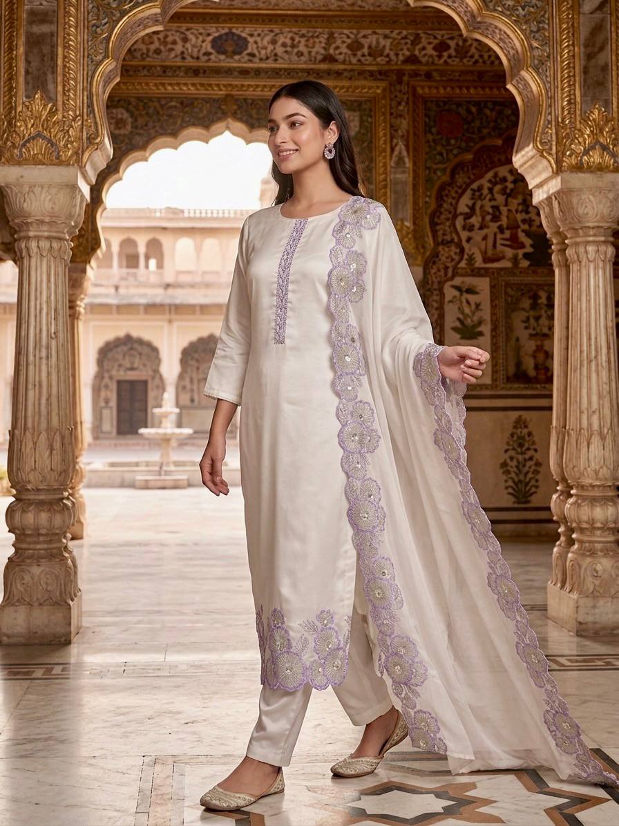 3 PIECE FANCY LONG KURTI WITH PANT AND BEAUTIFUL DUPATTA