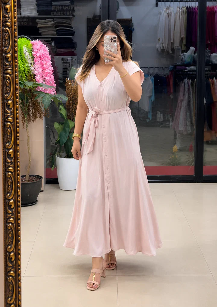 Aahana Pure Cotton Button Maxi Dress