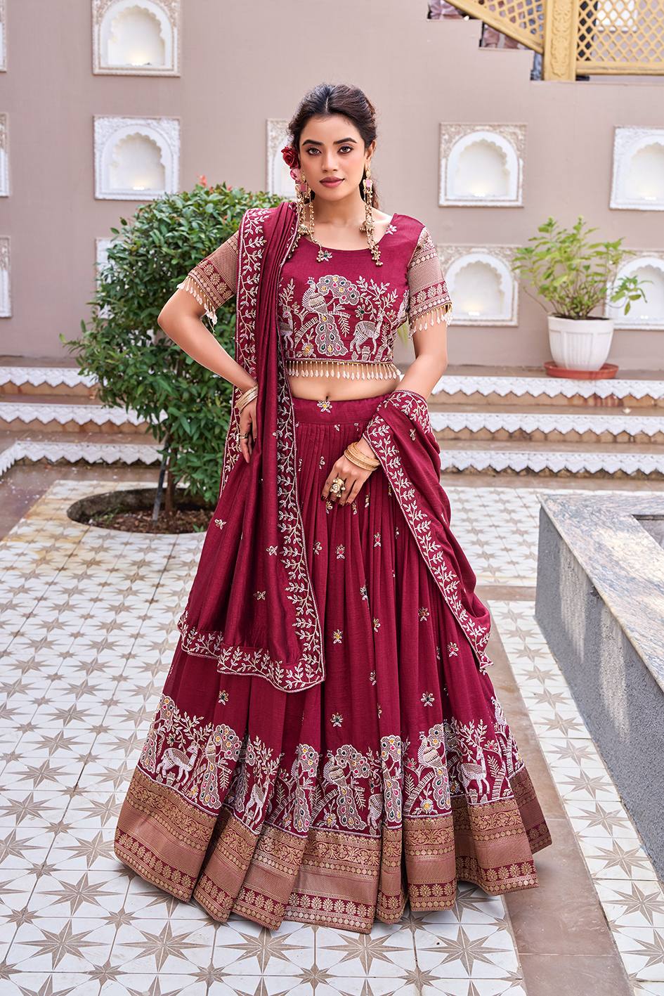 Maroon Royal Embroidered Lehenga Choli