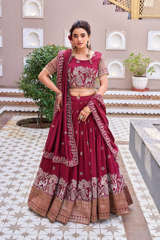 Maroon Royal Embroidered Lehenga Choli