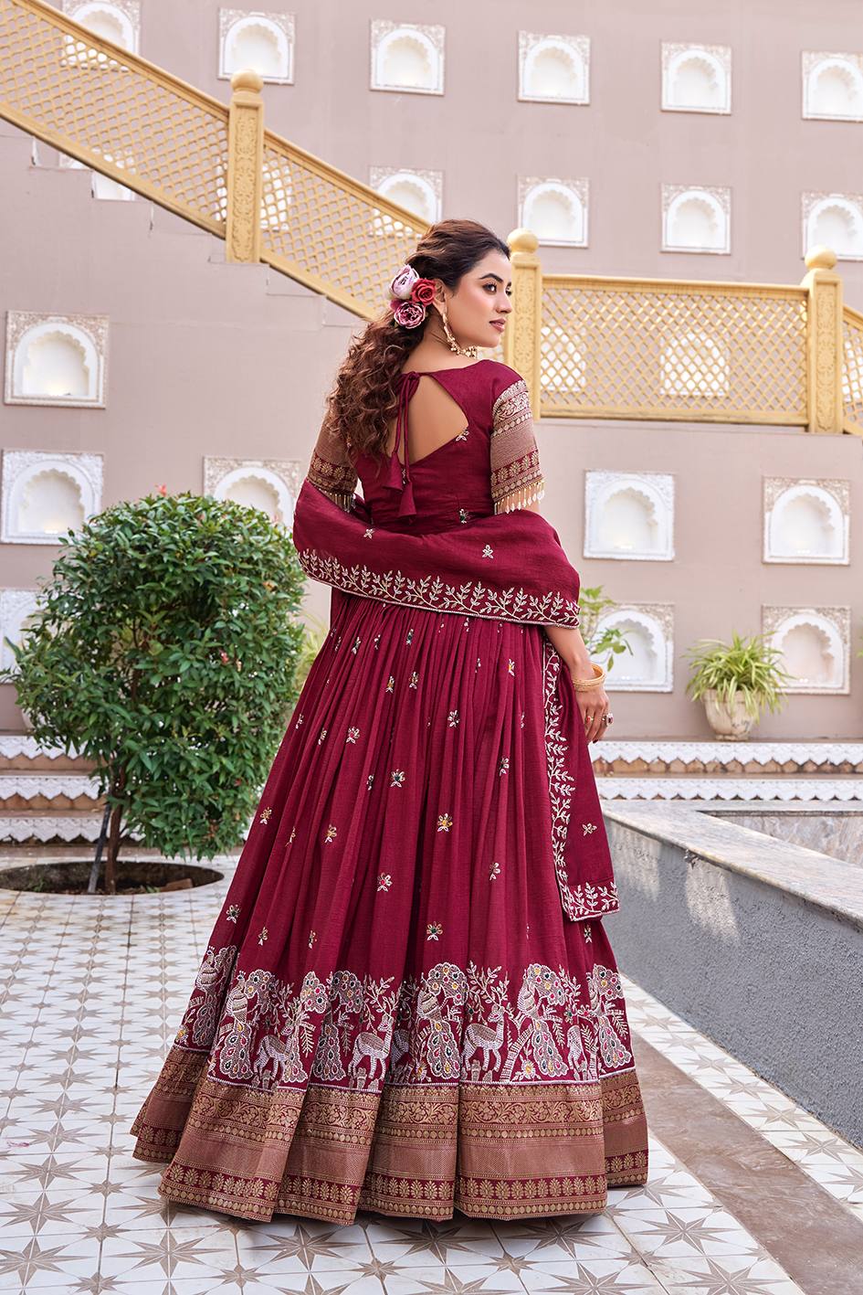 Maroon Royal Embroidered Lehenga Choli