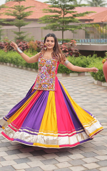 Vibrant Kutchi Mirror Work Navratri Lehenga Choli