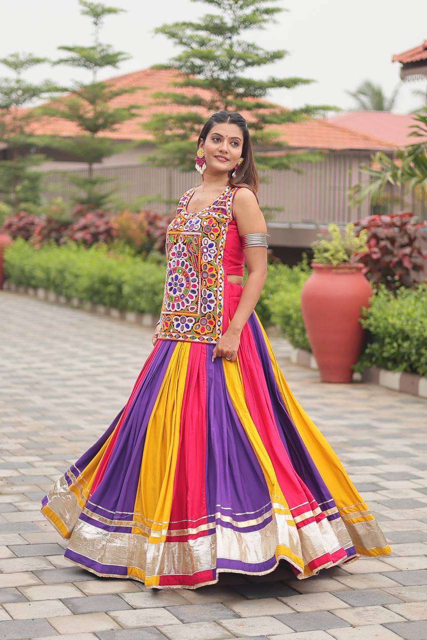 Vibrant Kutchi Mirror Work Navratri Lehenga Choli