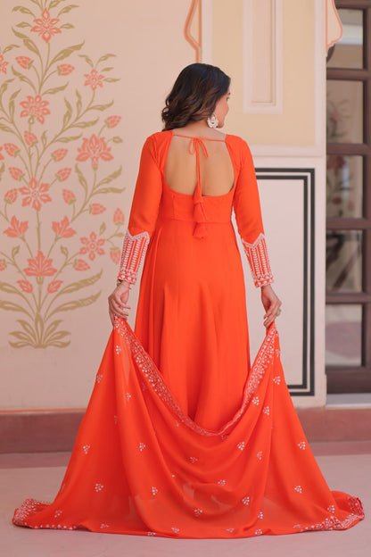 Sunset Bloom Embroidered Anarkali Set