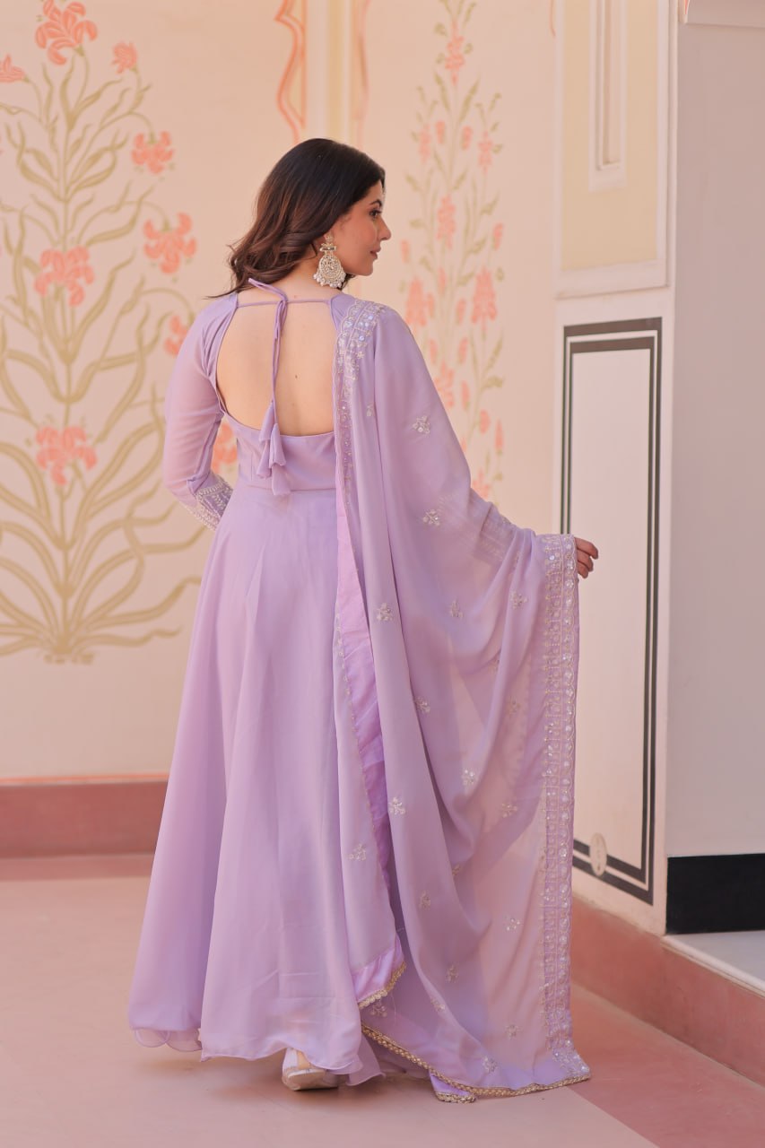 Lavender Grace Embroidered Anarkali Set