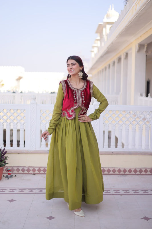 Jacket Style Flared Anarkali Gown