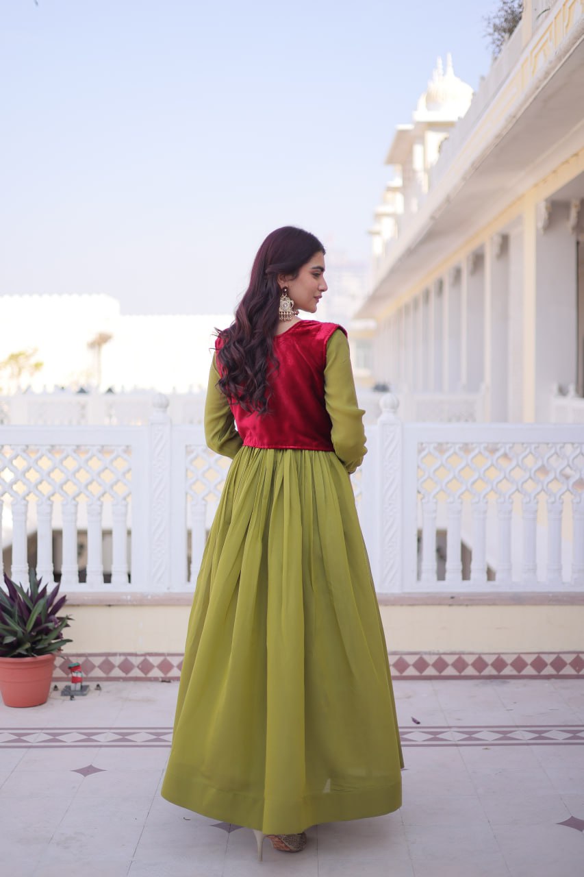 Jacket Style Flared Anarkali Gown