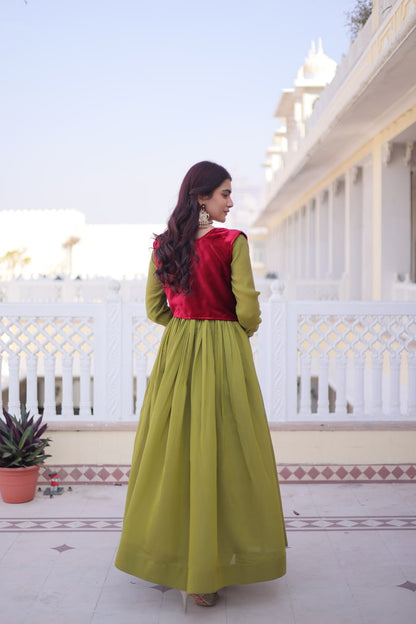 Jacket Style Flared Anarkali Gown