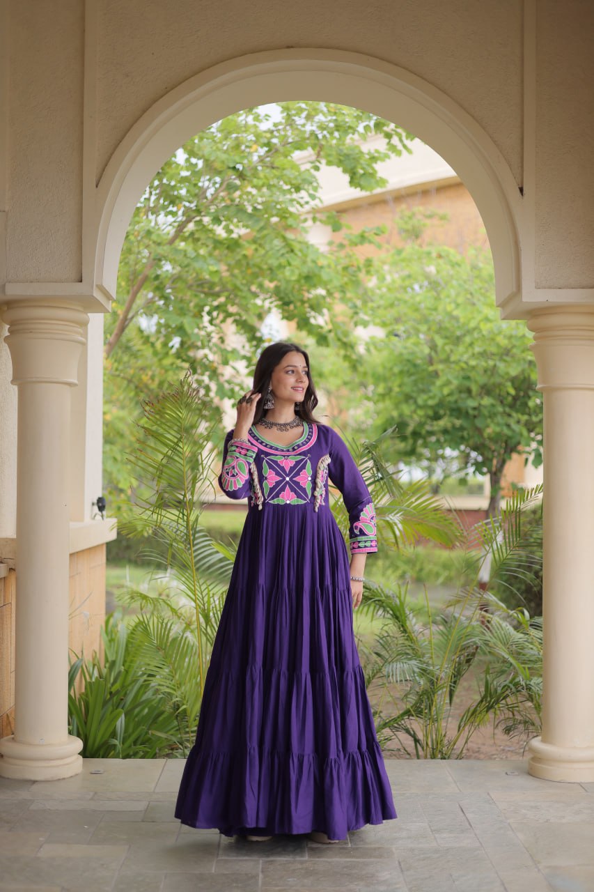 LUXURIOUS EMBROIDERED FLOOR-LENGTH ANARKALI GOWN FOR WOMEN