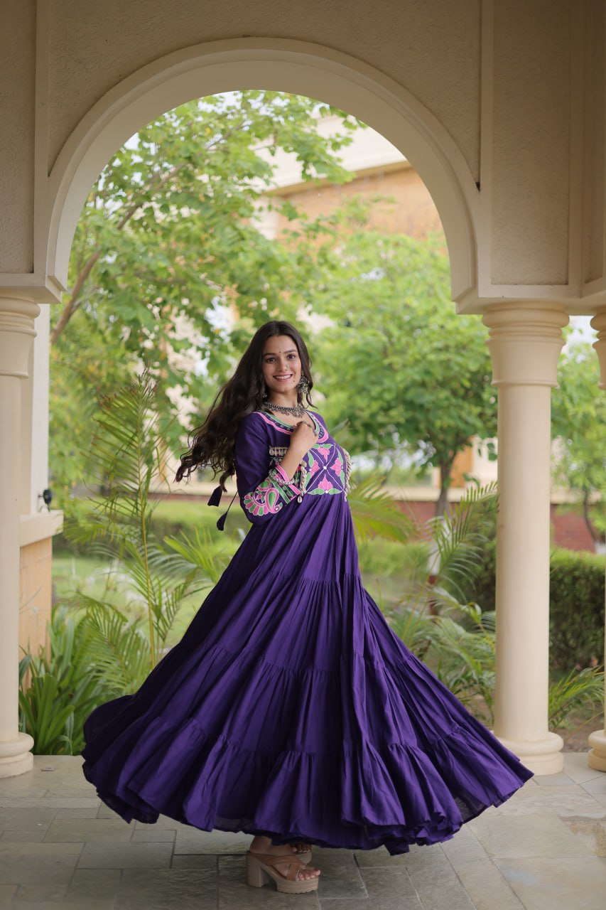 LUXURIOUS EMBROIDERED FLOOR-LENGTH ANARKALI GOWN FOR WOMEN