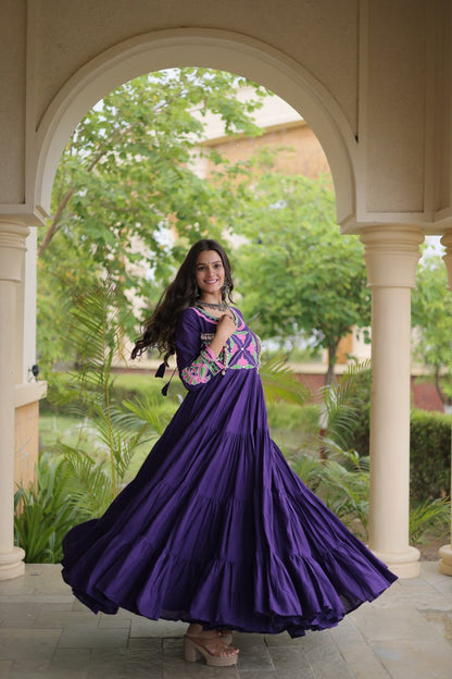 LUXURIOUS EMBROIDERED FLOOR-LENGTH ANARKALI GOWN FOR WOMEN