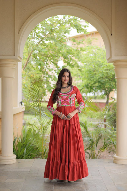 LUXURIOUS EMBROIDERED FLOOR-LENGTH ANARKALI GOWN FOR WOMEN