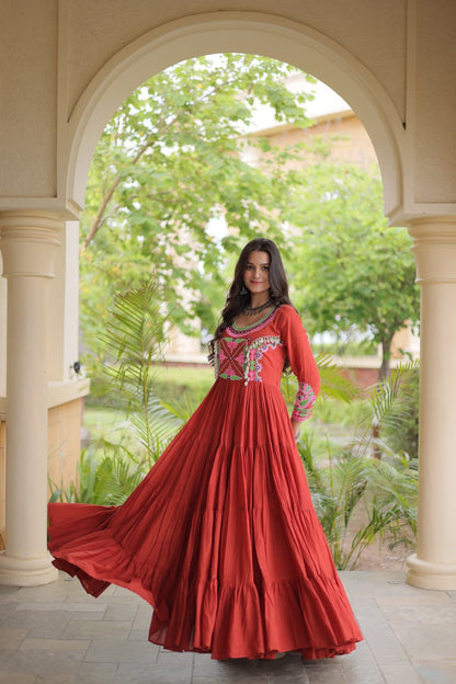 LUXURIOUS EMBROIDERED FLOOR-LENGTH ANARKALI GOWN FOR WOMEN
