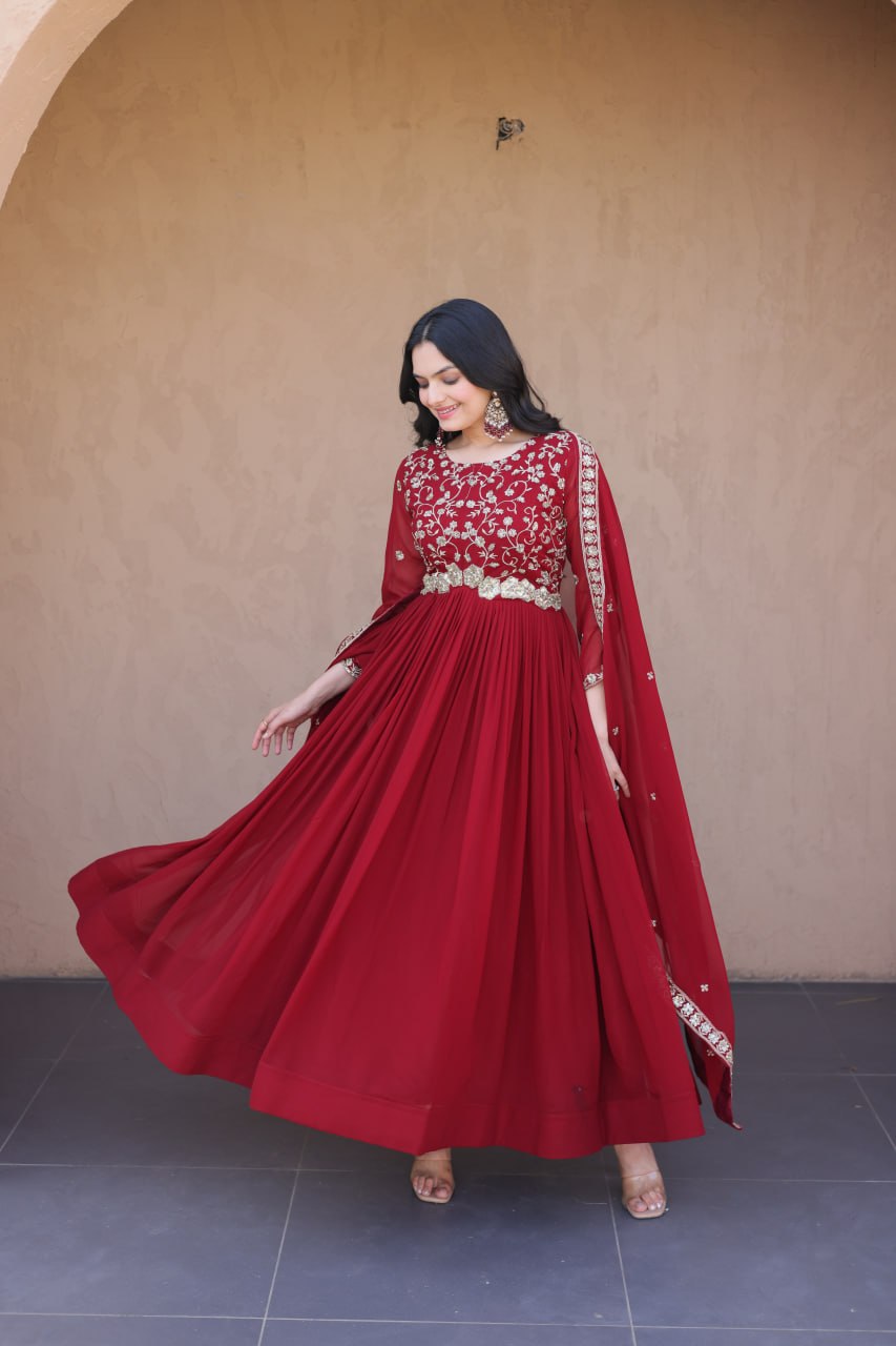 Faux Blooming with Zari, Sequins & Pipe Beads embroidered work