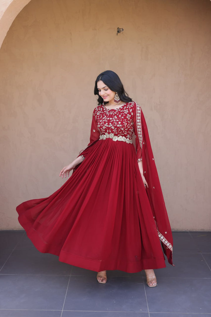 Faux Blooming with Zari, Sequins & Pipe Beads embroidered work