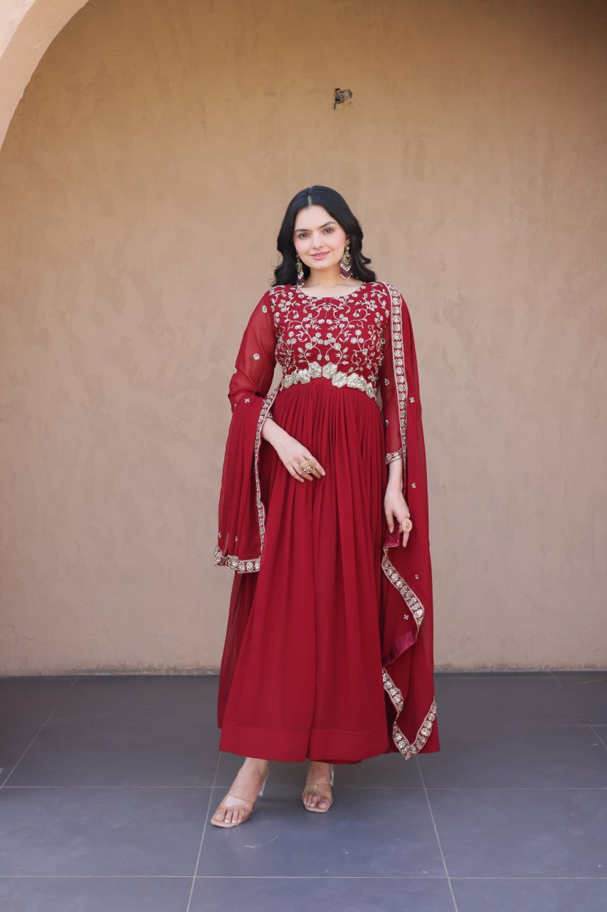 Faux Blooming with Zari, Sequins & Pipe Beads embroidered work