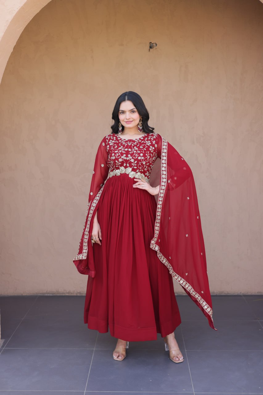 Faux Blooming with Zari, Sequins & Pipe Beads embroidered work