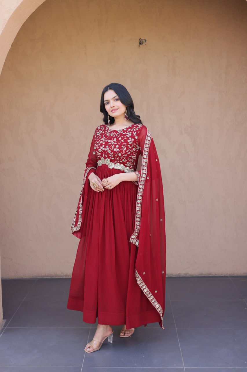 Faux Blooming with Zari, Sequins & Pipe Beads embroidered work