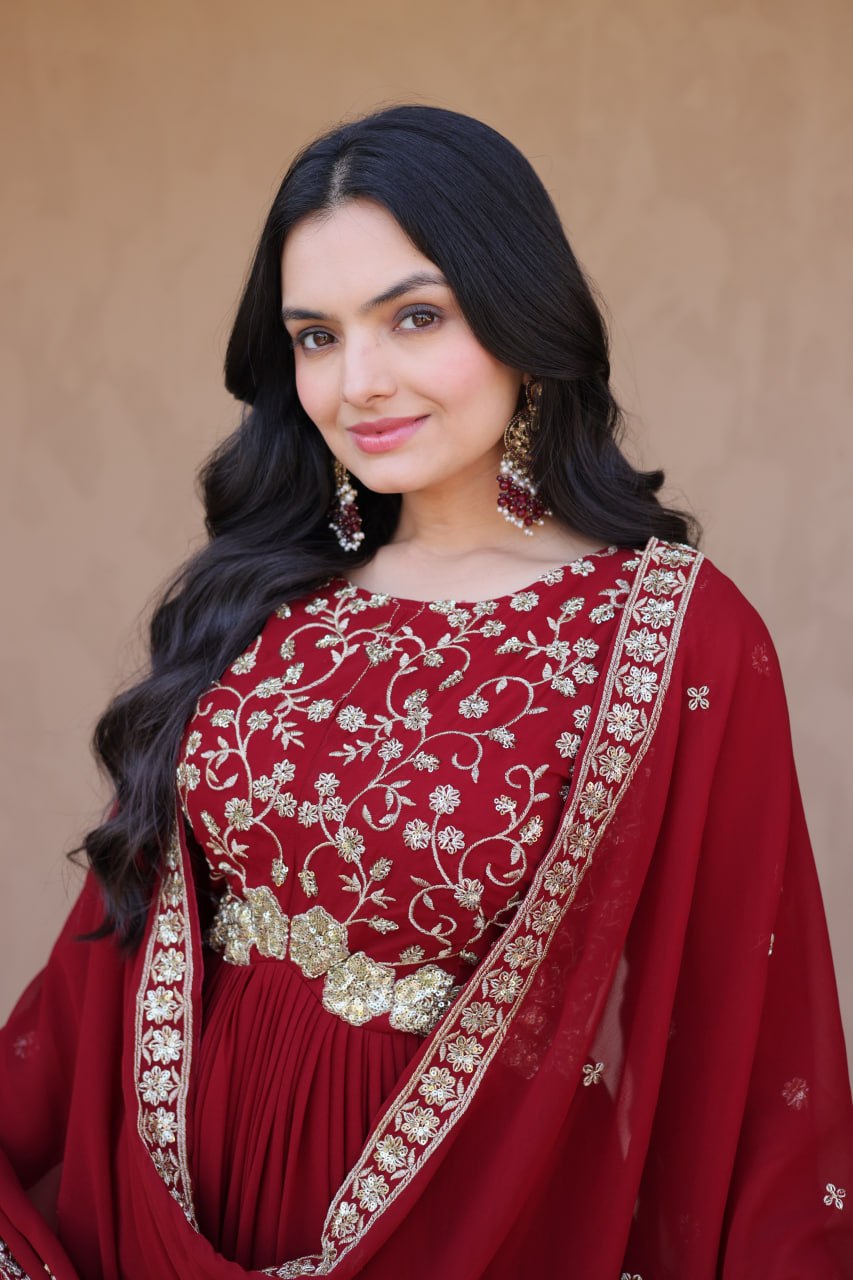 Faux Blooming with Zari, Sequins & Pipe Beads embroidered work