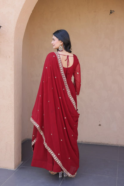Faux Blooming with Zari, Sequins & Pipe Beads embroidered work