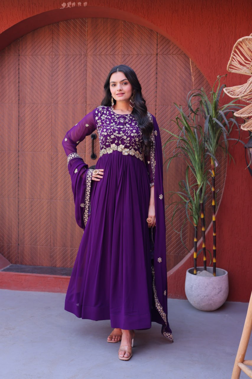 Faux Blooming with Zari, Sequins & Pipe Beads embroidered work