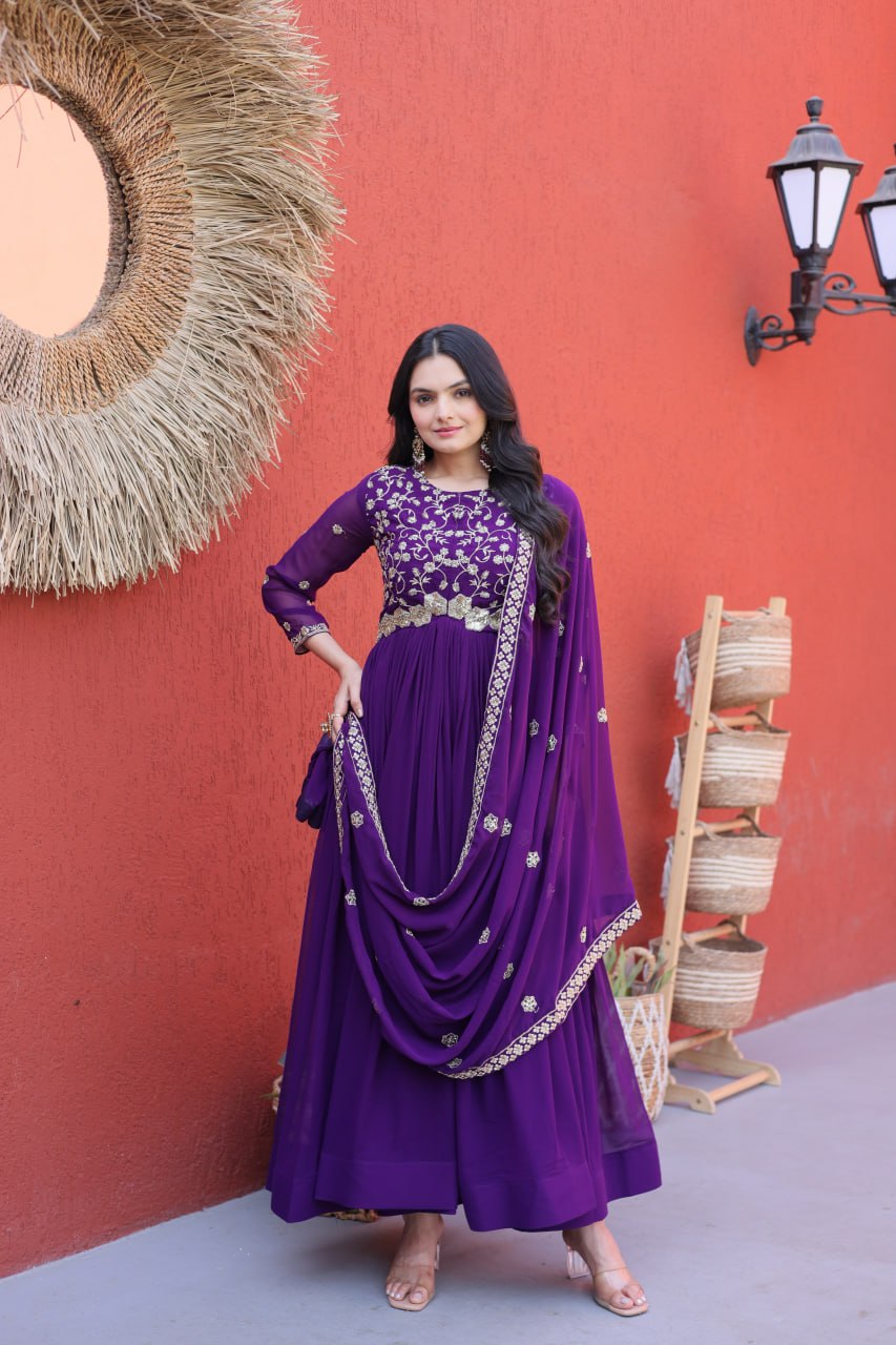 Faux Blooming with Zari, Sequins & Pipe Beads embroidered work
