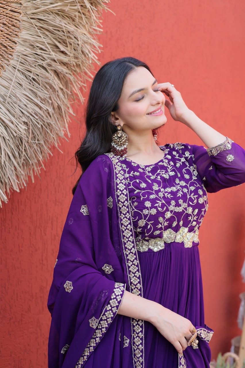 Faux Blooming with Zari, Sequins & Pipe Beads embroidered work