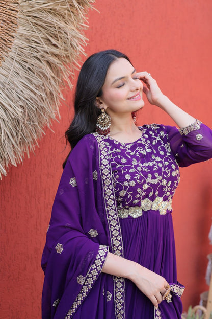 Faux Blooming with Zari, Sequins & Pipe Beads embroidered work