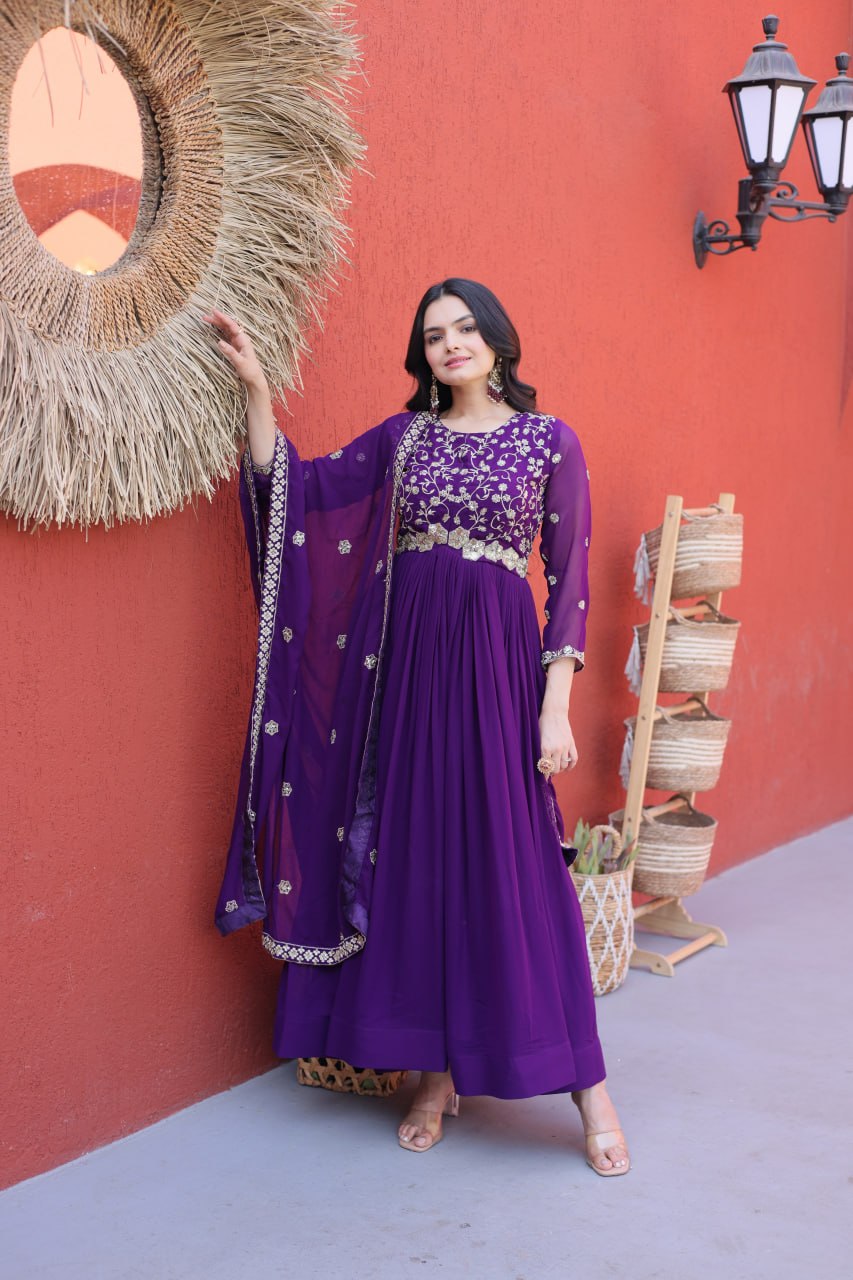 Faux Blooming with Zari, Sequins & Pipe Beads embroidered work