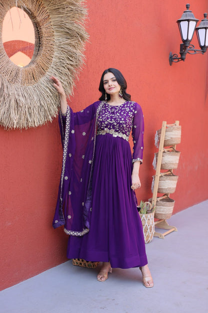 Faux Blooming with Zari, Sequins & Pipe Beads embroidered work