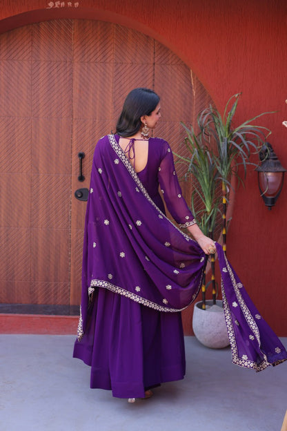 Faux Blooming with Zari, Sequins & Pipe Beads embroidered work