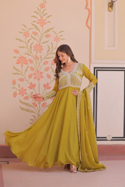 Star Georgette With Rich Sequins Coding & Beads Embroidered work