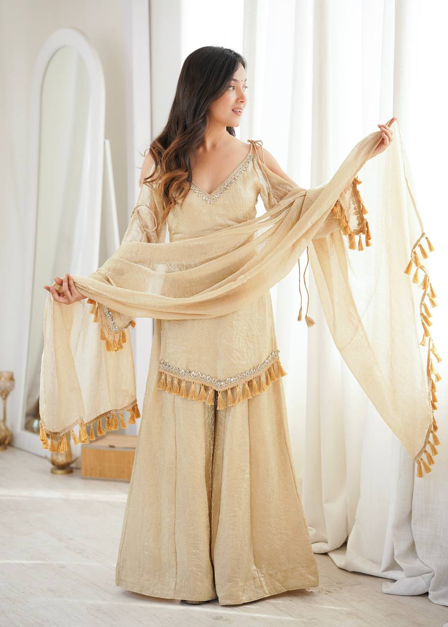 Doremon Crush Mirror Work Kurta Palazzo Set