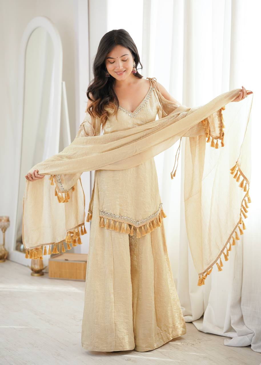 Doremon Crush Mirror Work Kurta Palazzo Set