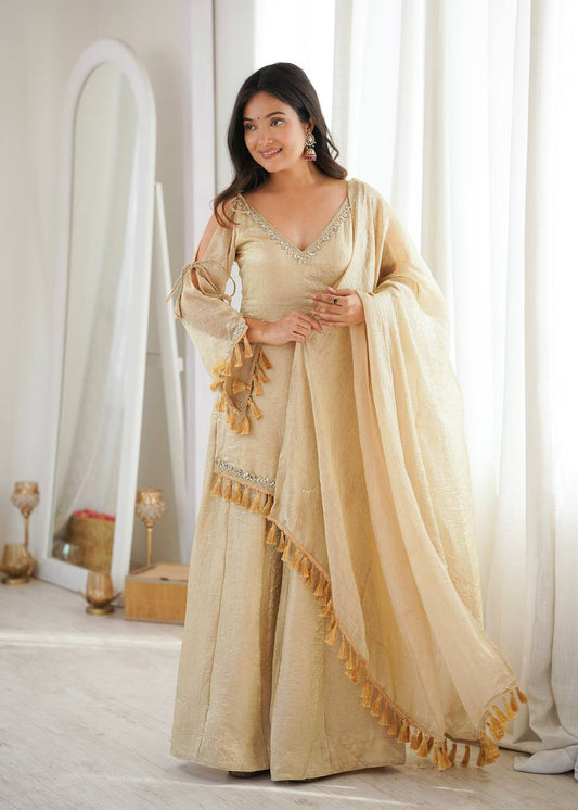 Doremon Crush Mirror Work Kurta Palazzo Set