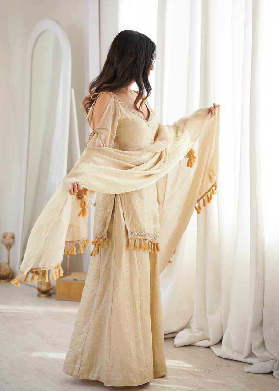 Doremon Crush Mirror Work Kurta Palazzo Set