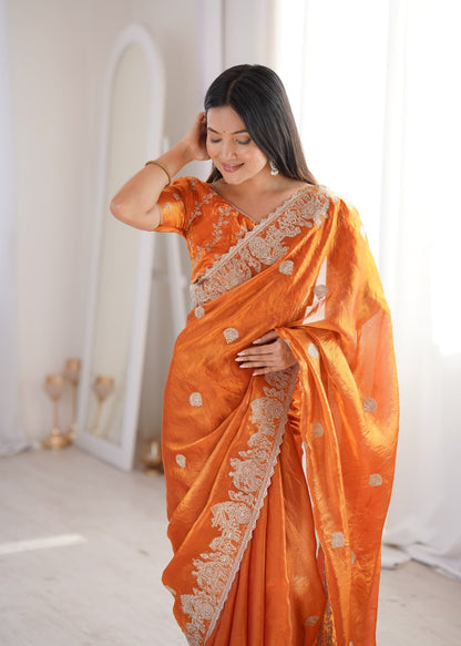 Fendy Crush With Zari Embroidered Saree