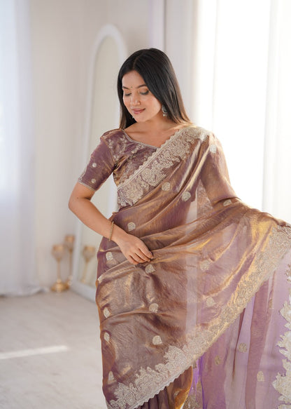 Fendy Crush With Zari Embroidered Saree