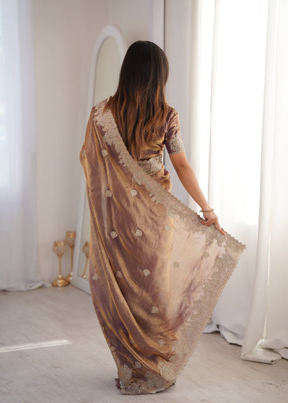 Fendy Crush With Zari Embroidered Saree