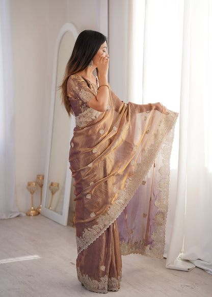 Fendy Crush With Zari Embroidered Saree