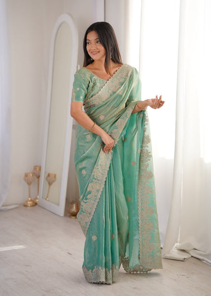 Fendy Crush With Zari Embroidered Saree