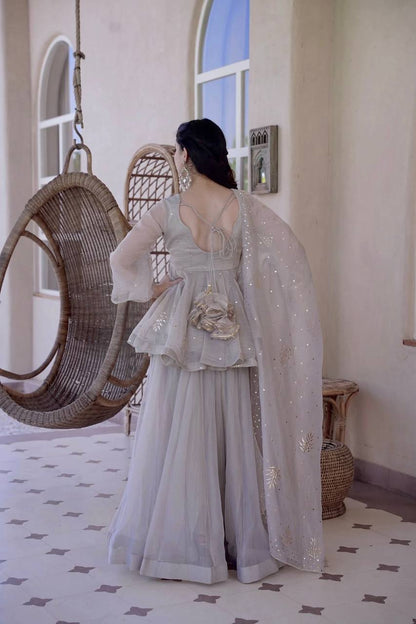 Ivory Elegance Embroidered Sharara Set