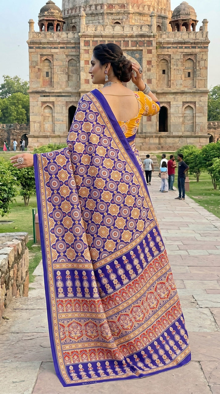 Beutiful Bagru Printed Sarees With Blouse