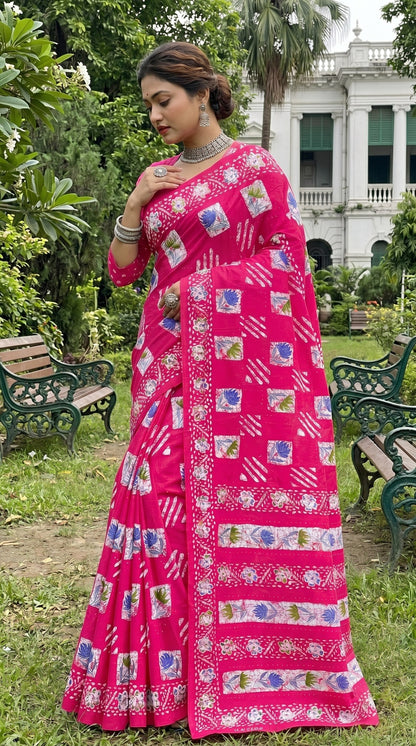 Beutiful Bagru Printed Sarees With Blouse