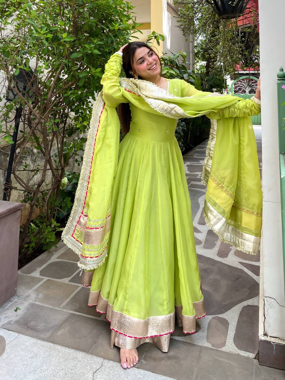 Lime Luxe Festive Anarkali Set