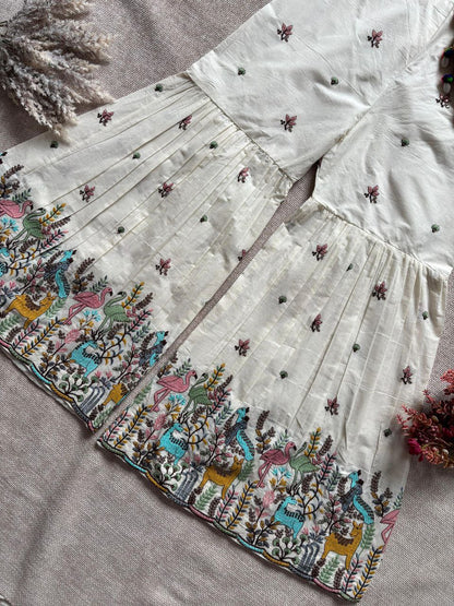 👗 POUR COTTON EMBROIDERY WORK SHARARA WITH CROP TOP 👗
