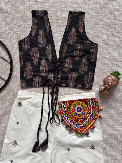 👗 POUR COTTON EMBROIDERY WORK SHARARA WITH CROP TOP 👗