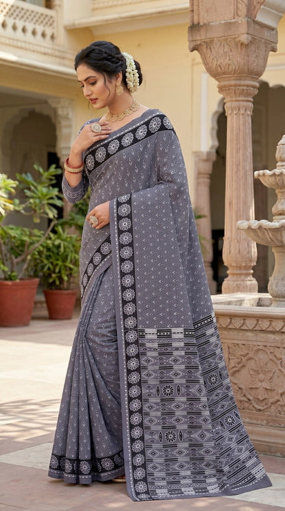 Beutiful Bagru Printed Sarees With Blouse