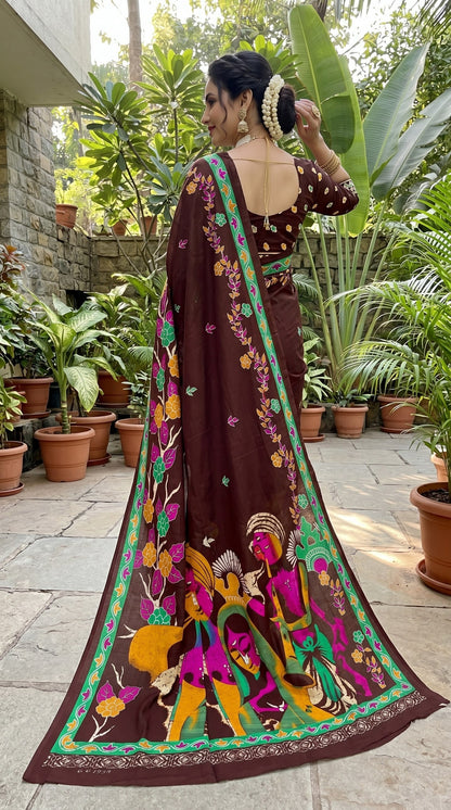 Beutiful Bagru Printed Sarees With Blouse